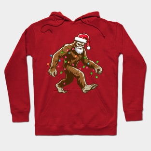 Bigfoot Santa Christmas Tree Lights Hoodie